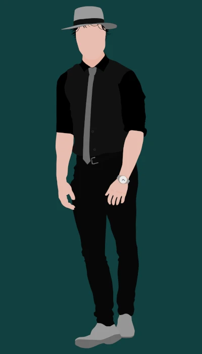 Mann in schwarzem Hemd und Hut