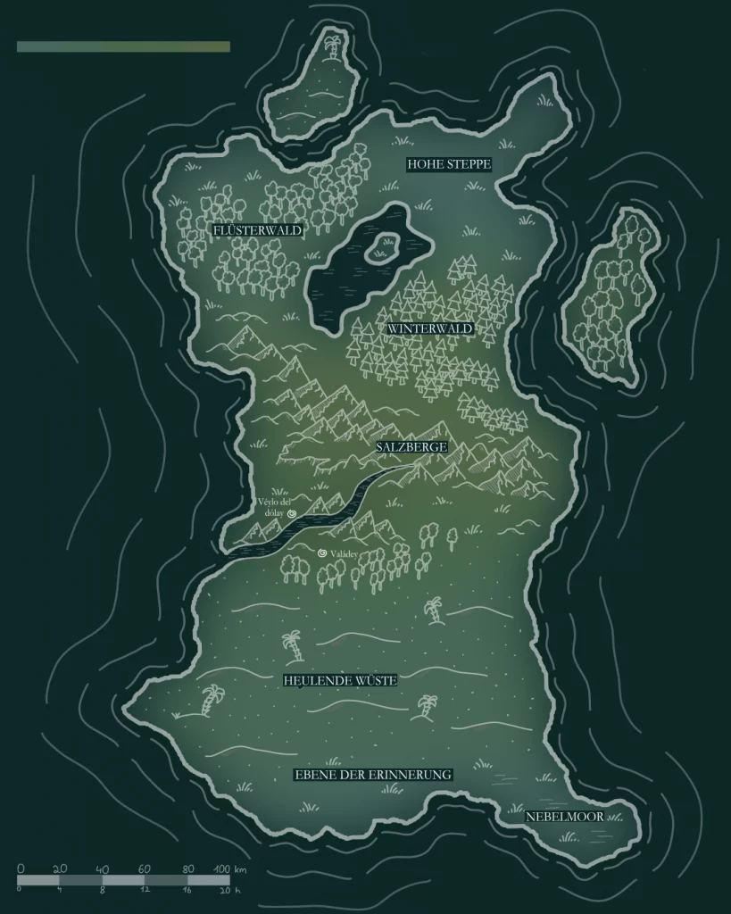 Fantasy-Karte der Welt der Mavéa