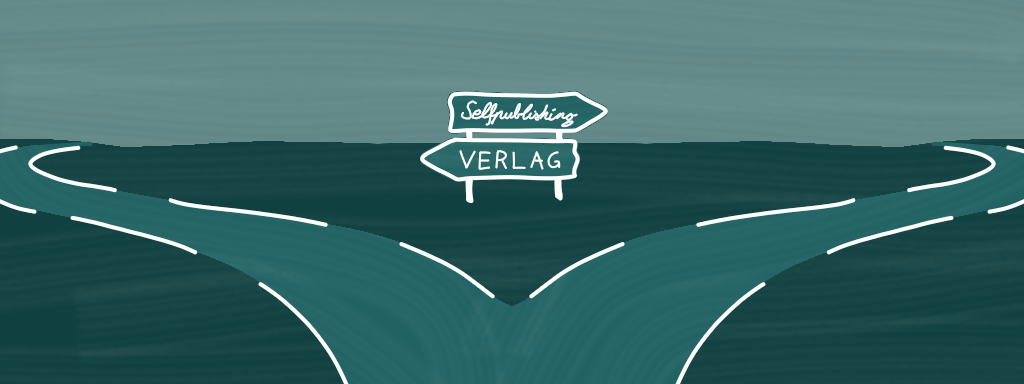 Geteilter Weg, der entweder Richtung Selfpublishing oder Verlag führt